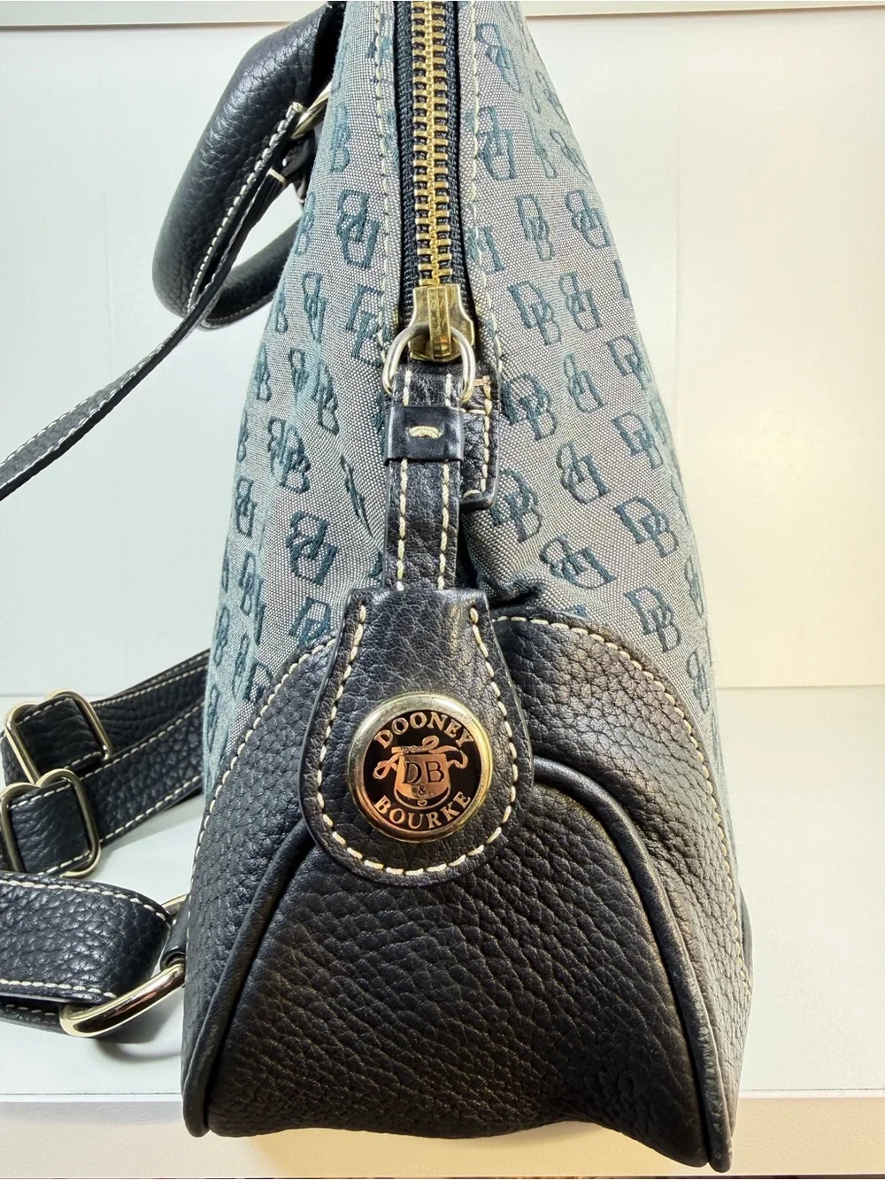 Dooney & Bourke Gray Monogram Backpack with Black Trim H087
